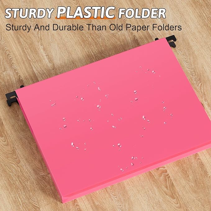 Plastic Hanging File Folders 1 Inch Expansion Letter Size,12 Pack Reinforced Heavy Duty Hang Folder with Tabs,Colored Expandable Hanging Files with Side,File Cabinet Folders for Bulky Files