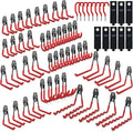 3-H Garage Wall Hooks 62 Pack, Heavy Duty Garage Hooks with Extra Welding Spots, Wall Mount Storage Organizer for Hanging Garden Lawn Tools, Ladder, Bike, WeedEater, Chair, Shovel, Blower (Red)