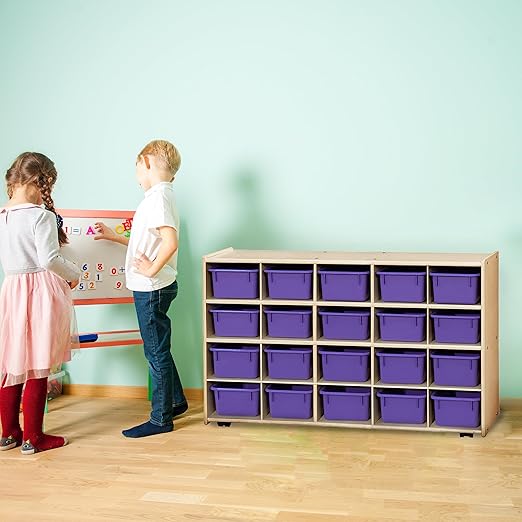 Contender C14509PPF-C5 (COO2Z) Mobile 20 Tray Storage with Purple Trays - Assembled with Casters