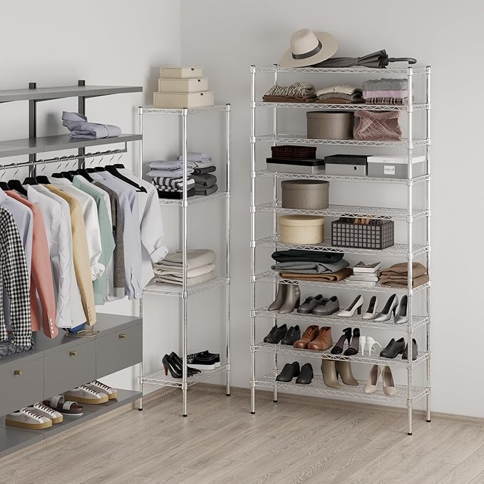 14" Deep x 42" Wide x 86" Height Wire Shelving Kit | 10-Tier | NSF Commercial Storage Rack Unit