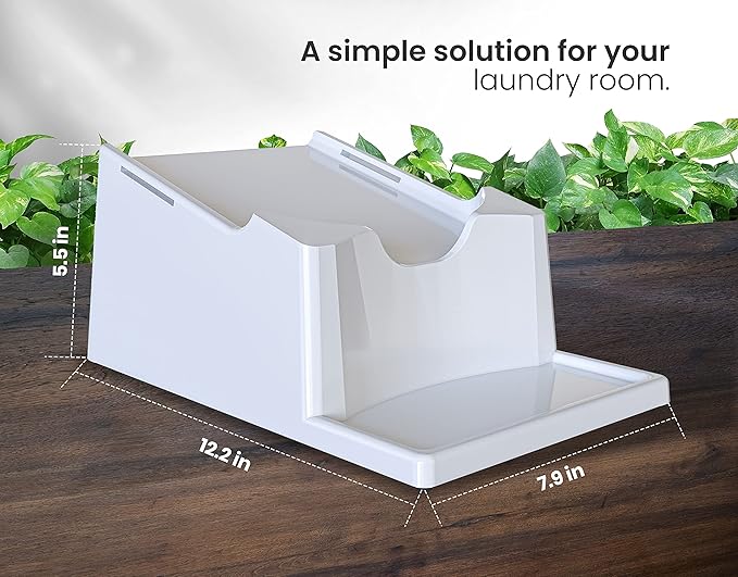 Skywin TidyFriend 2 Pack Liquid Laundry Detergent Holder Stand with Drip Tray & Rubber-Grip Feet, Stand for Laundry Room Organization and Storage, Fabric Softener Dispenser with Cup Holder (White)