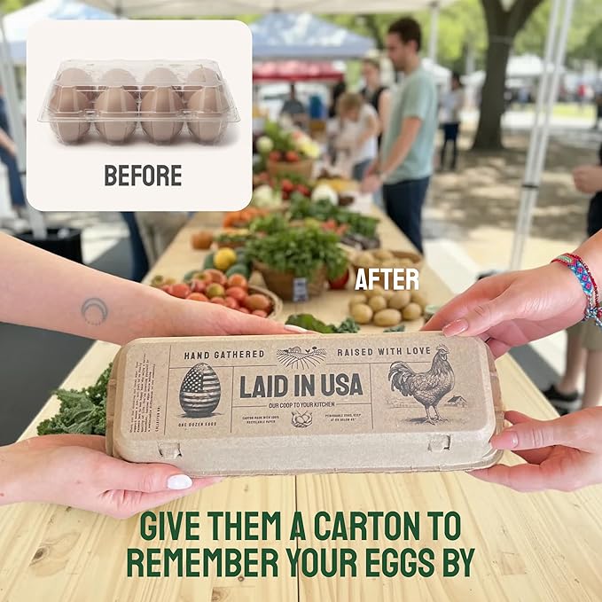 PTCOM Hatortempt Bulk Egg Cartons - 24-Pack, Reusable 12-Count Basket - Recycled Paper Pulp Protection & Ventilation - Fits Small to XL Sizes - Cardboard Dozen Egg Carton Basket