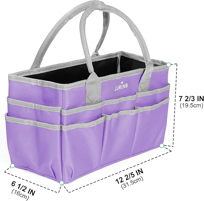 JJRING Craft and Art Tote - 600D Purple Nylon Fabric Art Sewing Organizer Bag with Pockets - for Craft, Scrapbooking, Medical, and Office Supplies Storage