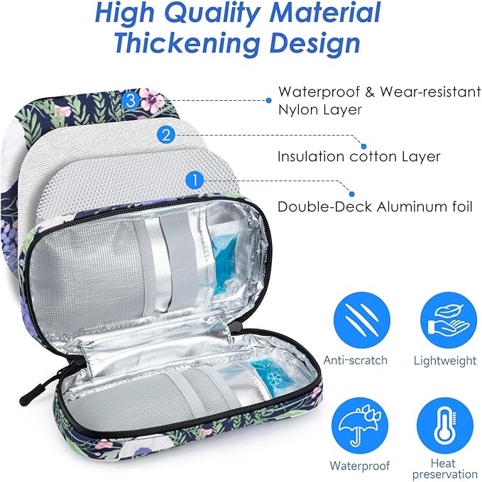 YOUSHARES Insulin Cooler Travel Case - Travel Medicine Cooler Bag for Insulin and Diabetes Supplies Travel, Insulin Case with 2 TSA Approved Gel Ice Pack