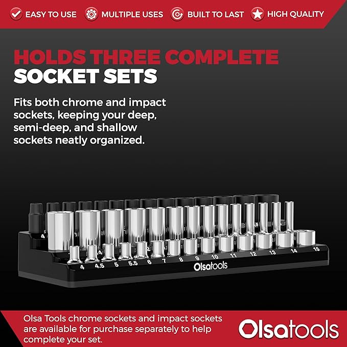 Magnetic Socket Holder in 3 Rows by Olsa Tools