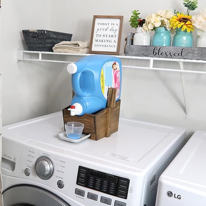Besuerte Laundry Detergent Stand - Farmhouse Laundry Detergent Shelf - Liquid Laundry Detergent Holder - Laundry Soap Holder - Detergent Organizer For Laundry Room(Jacobean)