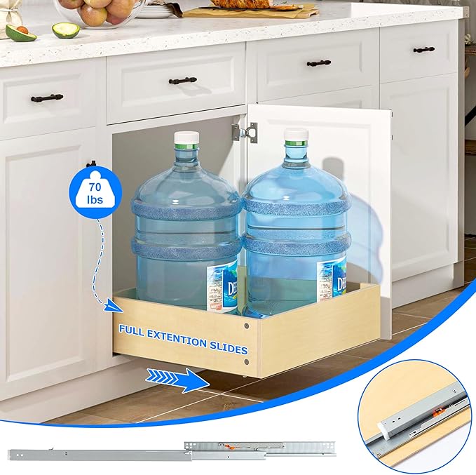WelFurGeer Soft Close Pull Out Drawers for Cabinets, 23" W x 22" D Pull Out Cabinet Organizer, Bottom Mount Pull Out Drawer, Space-Saving Slide Out Drawers for Kitchen Cabinets for Home & Kitchen