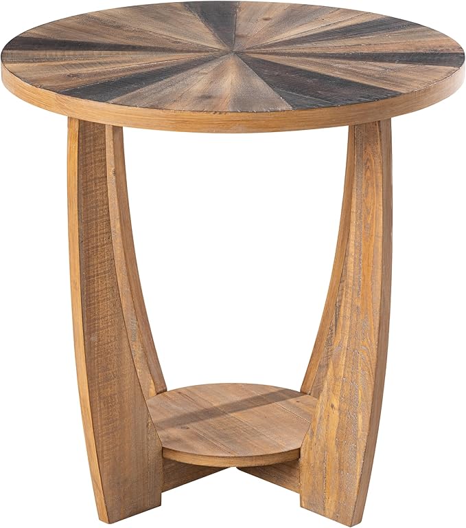 COZAYH Rustic Farmhouse End Table with Storage Shelf, French Country Accent Side Table for Family, Dinning Or Living Room, Small Spaces, Distressed Finish, Modern, Black, Natural Wood