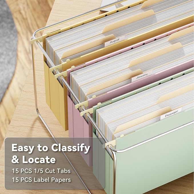 Ansook Plastic Legal Size Hanging File Folders,Heavy Duty 3" Legal Expandable File Folder Hanging with Tabs,6 Pack Extra Capacity File Cabinet Folders,Hanging File Organizer-Assorted Colors