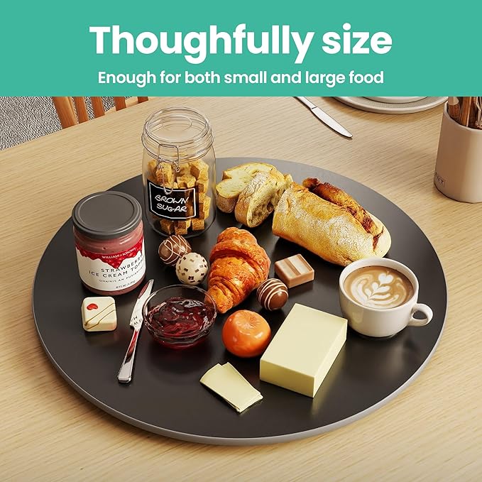 19.7" Lazy Susan Turntable – 360° Sinteredstone Silent Anti-Slip Turntable, Table Top Centerpiece for Kitchen, Pantry, Spice Rack, Refrigerator & Dining Table, White