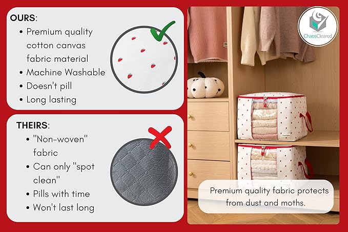 Canvas Storage Bags 2 Pack (Strawberry Bag 2 Pack)