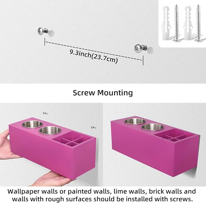 Hair Dryer Countertop Holder, Hair Tool Organizer Wall Mount, Blow Dryer Holder Cabinet Door Organizer, Bathroom Countertop Blow Dryer Holder and Curling Iron Holder (Cedar Wood, Rose Red)