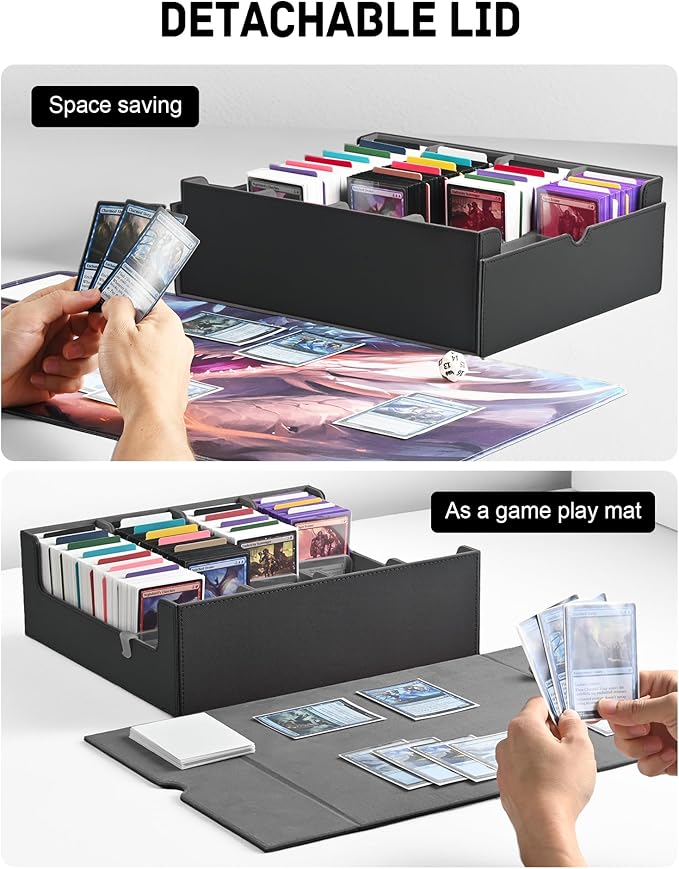ZLCA Card Storage Box for MTG PTCG, Commander Deck Box Holds 3200+ Cards, Trading Card Storage Case with 4 Stoppers, Card Organizer for TCG Sport Cards(Black)