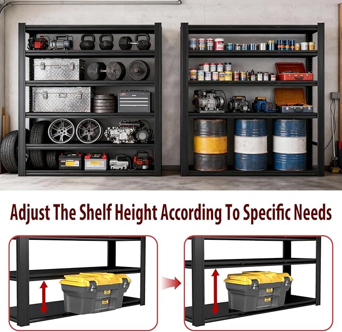 Heavy Duty Storage Shelves Unit, Adjustable Metal Garage Shelving,4200LBS Garage Storage Industrial Shelves,Storage Racks,Steel Shelf Suitable for Shop,Warehouse,Basement
