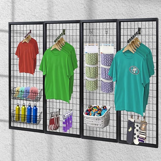 Eastern Tree Metal Grid Wall Panels, Black Wire Grid Panel, Gridwall Display Stand, Heavy Duty Gridwall Panels for Retail Display - 3pcs