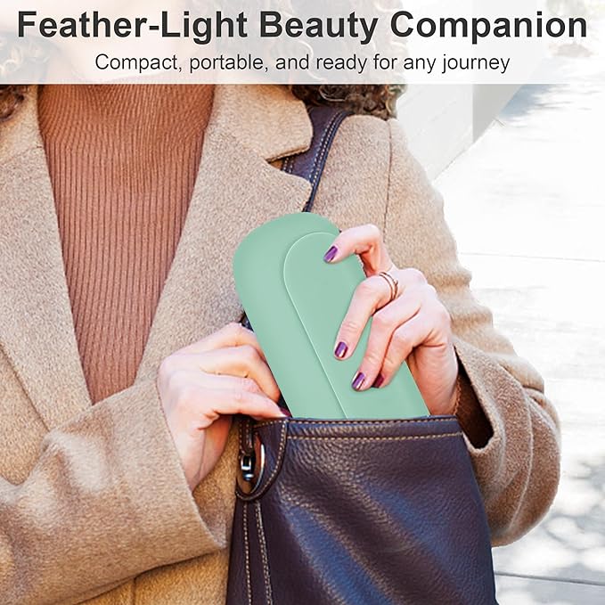 Silicone Travel Makeup Brush Holder for Women with Magnetic Closure and Built-in Brush Cleaner, Washable Cosmetic Organizer, Gift-Ready Pouch, Mint