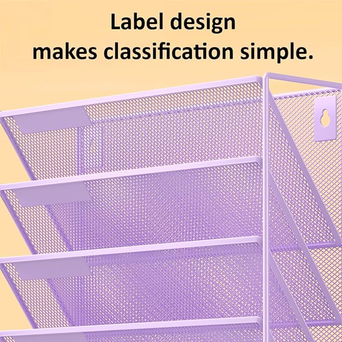 Kuntine.B Wall File Organizer Office Hanging Magazine Holder Wall File Organizer for Office Home (Purple, 6 Tier)