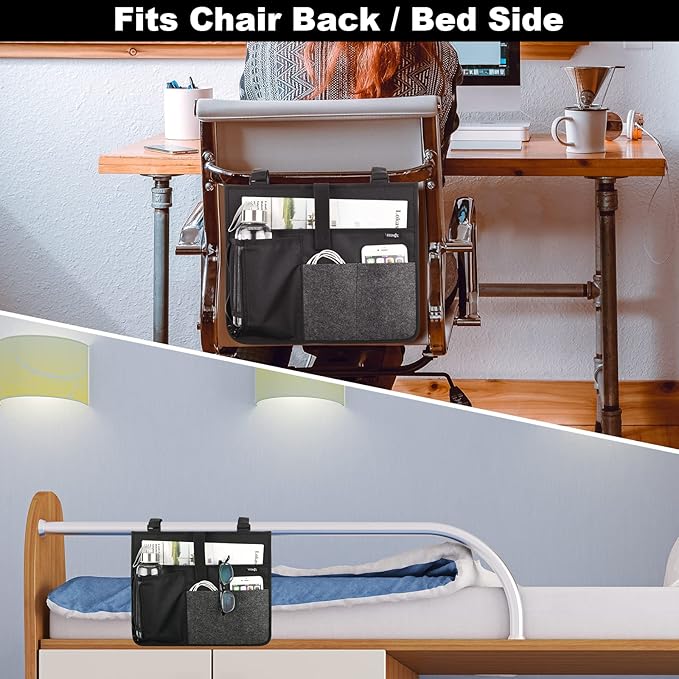Cosmos Armrest Chair Side Organizer Bedside Caddy Organizer Bed Buk Storage Bag Armchair Wheelchair Hanging Side Pocket Bag for Ipad, Tablet, Cellphone, Remote Control, Magazines, Books & Water Bottle