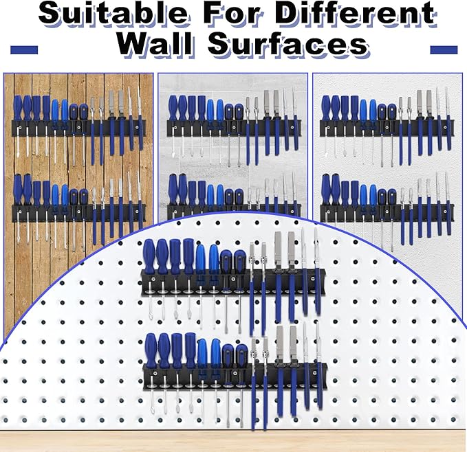 Screwdriver Organizer Wall Mount, Screw Driver Holder,Metal Plier Rack Utility Tool Rack Organizers and Storage Rack for Garage Workshop Workbench Tool Chest Cart (2 PCS)