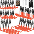 30 Pack Utility Steel Heavy Duty Wall Mount Garage Hooks,with Anti-Slip Coating,for Hanging Bikes,Ladder,Ropes,Bulk Items,Power,Yard and Garden Tools