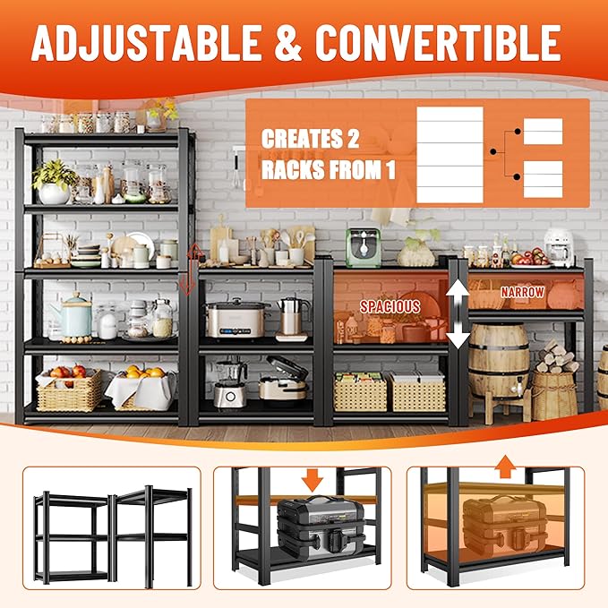 4-Tier Metal Storage Shelves,Adjustable Heavy Duty Shelving Units,Kitchen Shelves Organizer,2200 LBS,Standing Shelf for Pantry Garage Laundry Room (54" H*47.3" W*23.6" D)