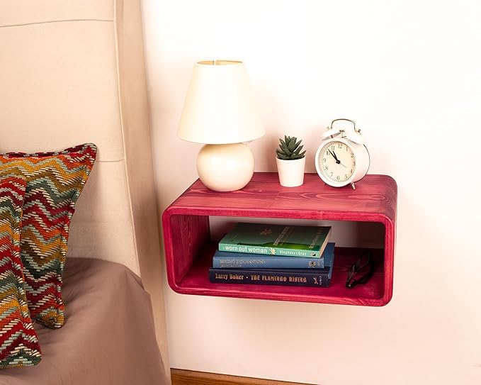 Floating Nightstand Wooden, Bedside Table, Nightstand Shelf, Handmade, Wall Mounted Bedside Shelf, Minimalist and Unique Style (Tokyo)