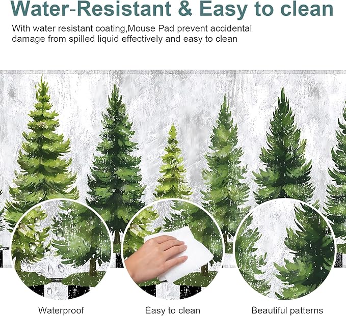 Christmas Tree Gaming Mouse Pad 31.5"x11.8"Desk Mat Anti-Slip Rubber Base & Durable Stitched Edges for Gamers Smooth Mouse Writing Surface for Desk Office/Home