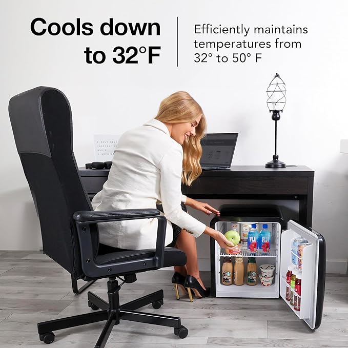 Cooluli Curve 1.7 cu ft Mini Fridge - Small Refrigerator for Bedroom, Office, College Dorm Room - Smart Temperature Control (Black, 1.7 cu.ft)