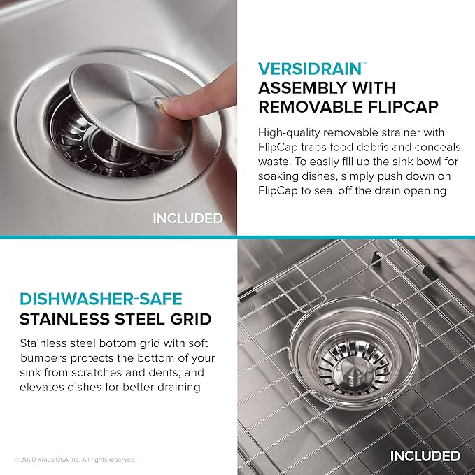 KRAUS Dex 17-inch Undermount 16 Gauge Stainless Steel Single Bowl Kitchen Sink, KA1US17B