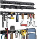 Garage Tool Organizer Wall Mount with 96 inches Rails and 13 Adjustable Heavy-Duty Hooks, Garden Tool Organizer, 19 Pack Carries 820 lbs, Heavy Duty Garage Storage Rack For Yard, Shed, Easy to install