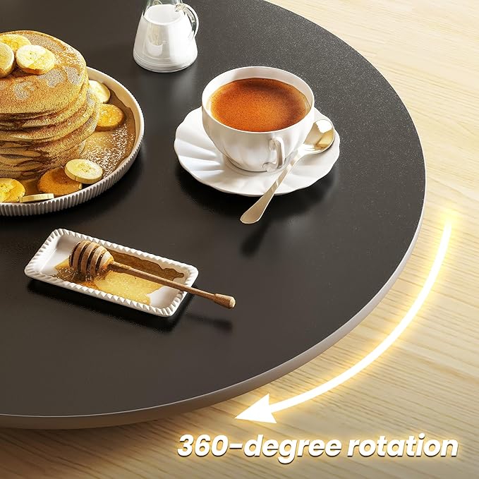 11.8" Lazy Susan Turntable – 360° Sinteredstone Silent Anti-Slip Turntable, Table Top Centerpiece for Kitchen, Pantry, Spice Rack, Refrigerator & Dining Table, Black