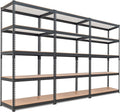 HOMEDANT 5-Tier Laminated Boltless Heavy Duty Metal Shelving Unit Adjustable Garage Storage Utility Rack Shelves Organization Multipurpose Shelf Warehouse Industrial (3, (M) 35.9" W, Black)