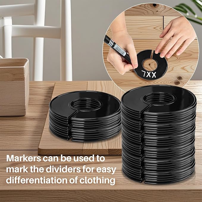 Sukh Closet Dividers 30pcs - Plastic Clothes Organizer Shelf Tags Labels for Clothing Rack Wardrobe Store Warehouse Nursery Must Haves Boutique Supplies Sturdy Durable Flexible No Burrs (Black)