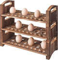 Wooden Egg Holder 3 Layer Fresh Egg Rack Holders Countertop Stackable Quail Egg Sorter Storage Trays Organizer Display Stand Kitchen Rack, Fits Duck, Turkey, Chicken Eggs,up to 36 Eggs, 3 Tier-Brown