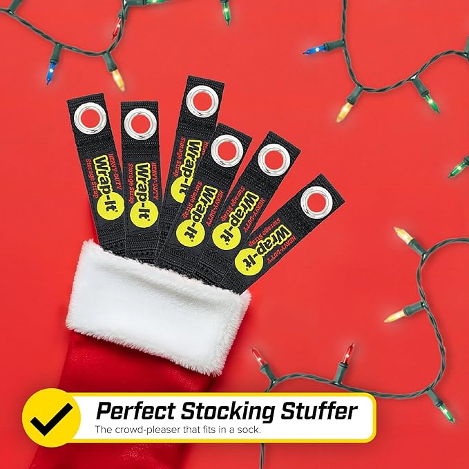 Heavy-Duty Wrap-It Storage Straps, 7-inch (6 Pack) - Hook and Loop Tool Cord Organizer, Extension Cord Hanger, Kitchen Cord Keeper, Cable Straps for Cords, Hoses, Rope, RV, and Garage Organization