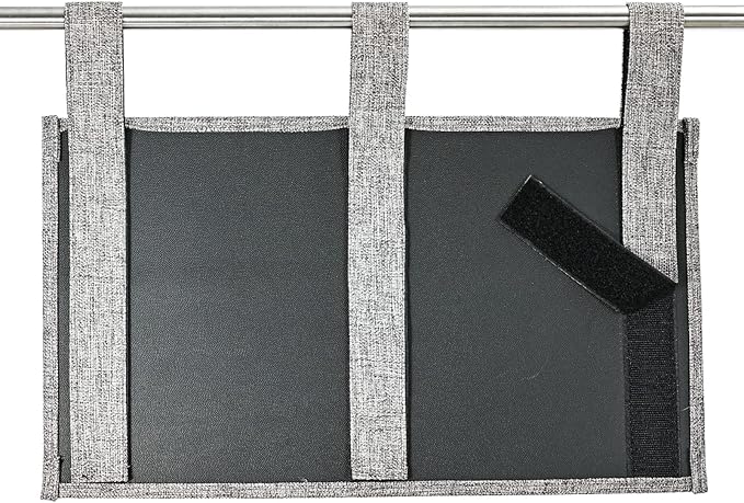 Linen Bedside Caddy, Bedside Storage Organizer for Hospital Beds, College Dorm Rooms or Baby Bed (6 Pockets-Grey)