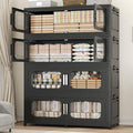 200GAL Extra Large Storage Bins with Lid, 800QT Storage Bins with Wheels, Folding Closet Organizer, Stackable Collapsible Plastic Storage Containers for Home, Office, Kitchen, 4Pack Black