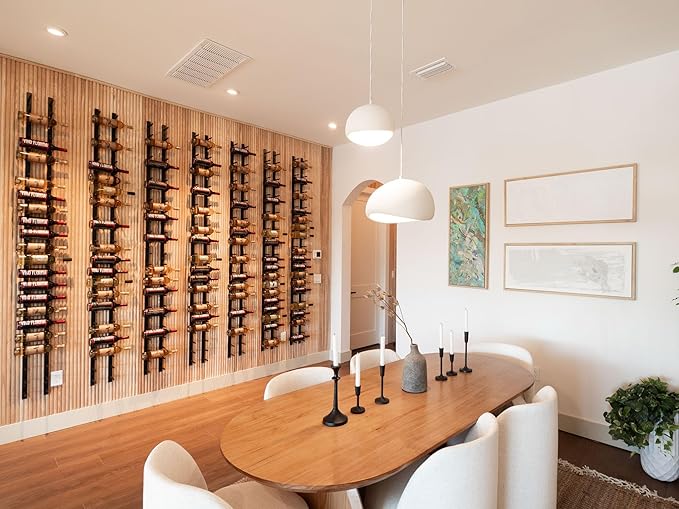 Ultra Wine Racks Wall Mounted Label-Out Wine Racks (4 Foot 1 Deep, Matte Black, 12 Wine Bottles) - Modern Metal Wine Storage, Modular Design for Home Bar, Kitchen, Dining Rooms, & Wine Cellars