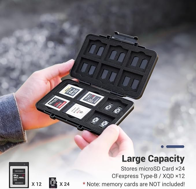 [Large Capacity] XQD Card CFexpress Type B Card Case Holder Storage, 36 Slots Memory Card Organizer Box for 24 TF Micro SD and 12 CFexpress Type-B Cards, for Nikon Z8 Z9 Z6III Z6II Z7II Z6 Z7 D4 D850