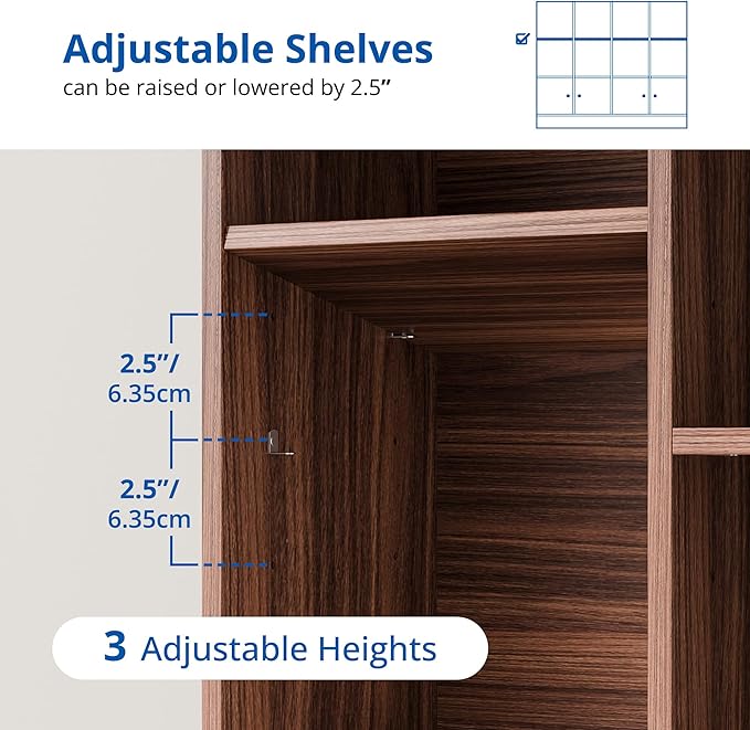 Cozy Castle Brown Wood Bookcase,12 Cube Storage Organizer Bookshelf with 4 Doors,3 Tier Storage Cabinet with Adjustable Shelves for Bedroom, Living Room, Office