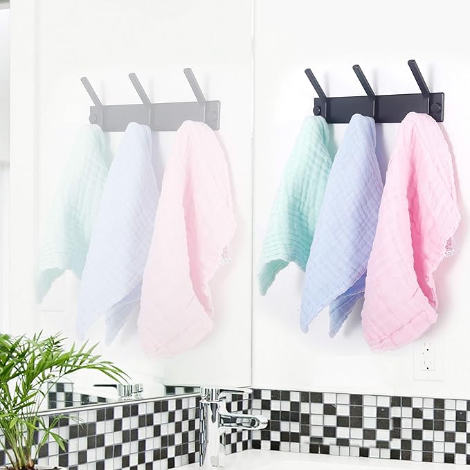WEBI Coat Rack Wall Mounted,3 Coat Hooks for Hanging Coats,Heavy Duty Metal Hook Rack Hook Rail Coat Hanger Wall Coat Rack with Hooks for Clothes Entryway Jacket,Black