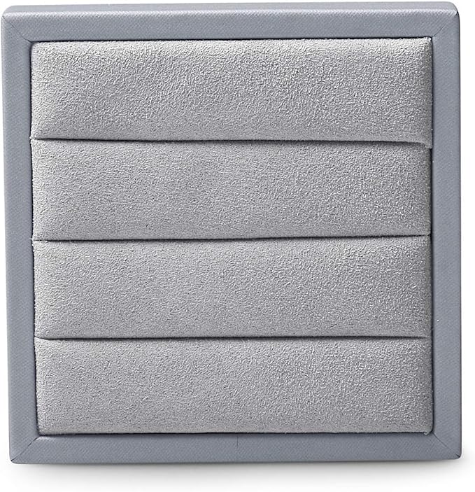 Oirlv Premium Leather Ring Display Stand Small Ring Tray Showcase Jewelry Display Jewelry Holder Home Organizer(Light Grey)