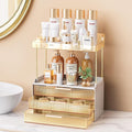 Bathroom Organizers and Storage, Makeup Organizer (Sturdy Durable Attractive), Ideal for Vanity, Countertop, Counter, Perfume, Skincare, Cabinet, Cosmetic, Dresser Organizer (Gold)