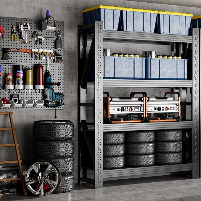 32" W Garage Shelving,4-Tier Heavy Duty Storage Shelves Unit with Adjustable Metal Shelf for Warehouse,Basement,Workshop,3200LBS,32" W x 20" D x 79" H,Black