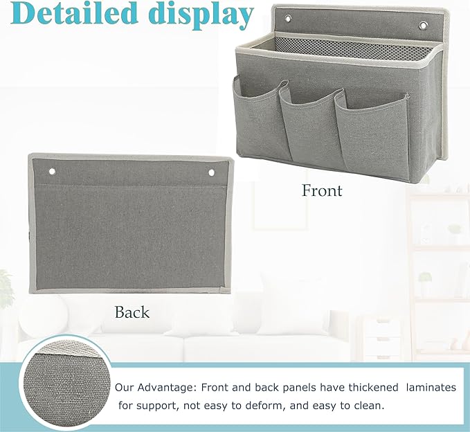 2-Pack Wall Hanging Organizer Bag/Hanging Baskets with Large Mesh Compartment & 3 Pockets，Over the Door Organizer Space Saving Storage for Bedroom,RV Camper, Closet (Gray -2 Pack)