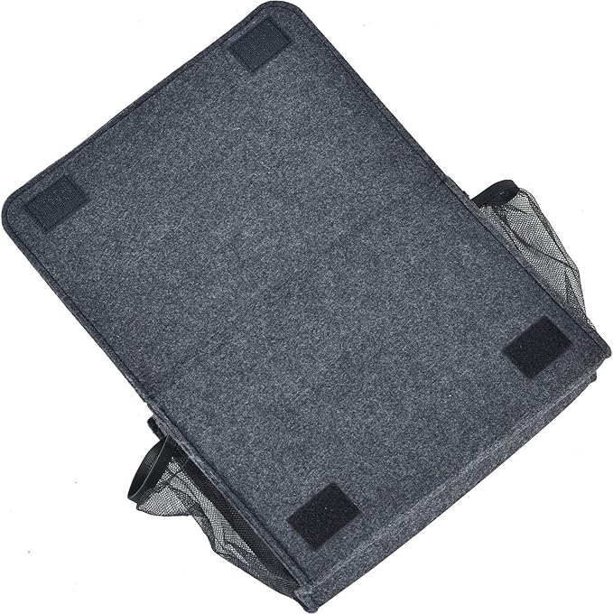 Bedside Caddy, Large Size Storage Organizer with 8 Pockets - Holds Magazines, Remotes, Phone (13.4'' x 18.1'', Dark Grey)