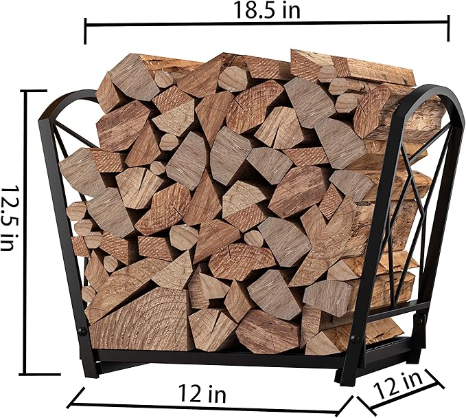 Fire Beauty Firewood Log Rack, Iron Wood Lumber Storage Holder for Fireplace, Heavy Duty Log Storage Bin for Firepit Stove Accessories