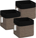 Cube Storage Bins 11 Inch Cotton Rope Woven Storage Basket for Organizing 3 Pack | Storage Cubes for Organization and Storage | Square Cube Organizer | Closet Toy Bin（Black Jute）