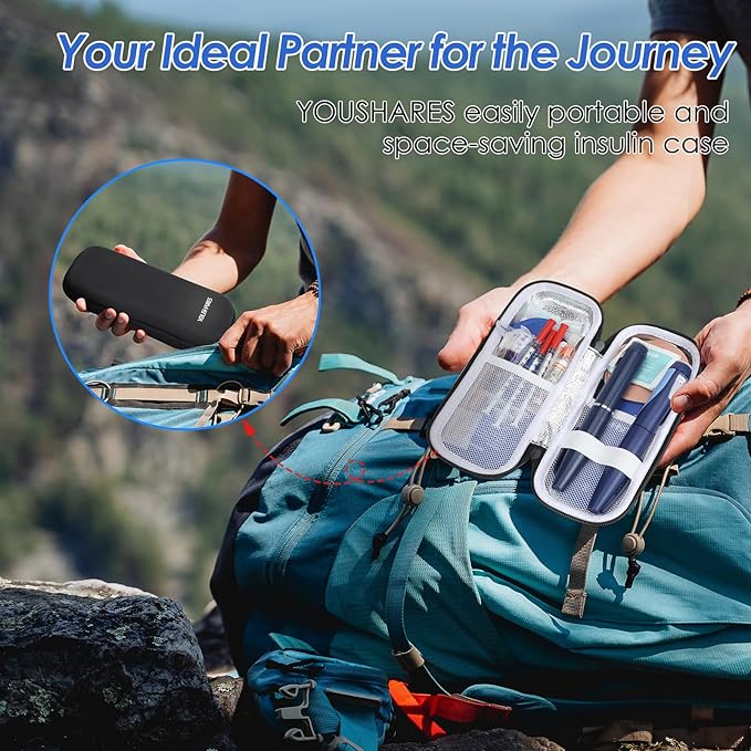 YOUSHARES Insulin Cooler Travel Case TSA Approved - Portable Medication Cooler for Travel and Daily Life, Diabetic Travel Case with 2 Ice Packs