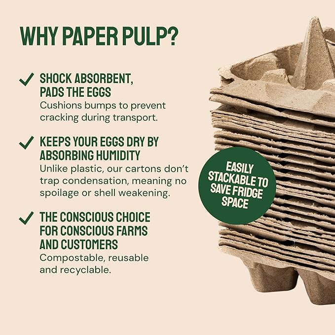 Hatortempt Reusable Paper Pulp Egg Cartons - 48-Pack, 12-Count - Pre-Printed Cartons for Date Labeling - Versatile Egg Baskets for Market & Home - Biodegradable Bulk Packs for Easy Transport
